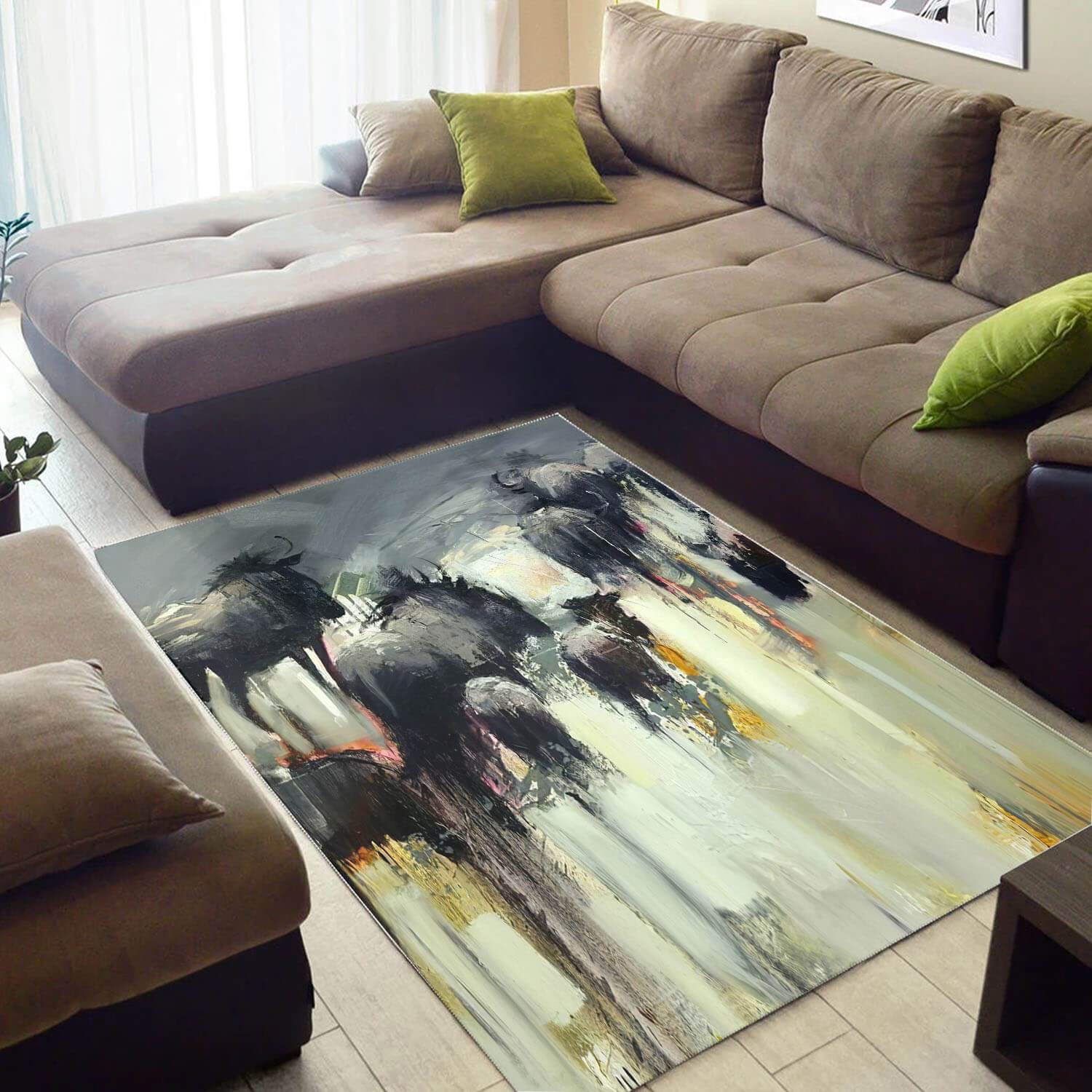 Beautiful African Perfect Afrocentric Safari Animals Design Floor Carpet Inspired Home Rectangle Rug