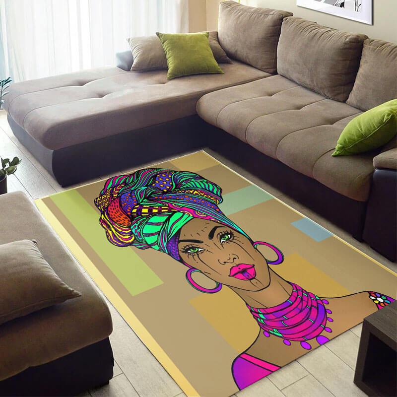 Beautiful African Pretty American Black Queen Design Floor Carpet Inspired Living Room Rectangle Rug