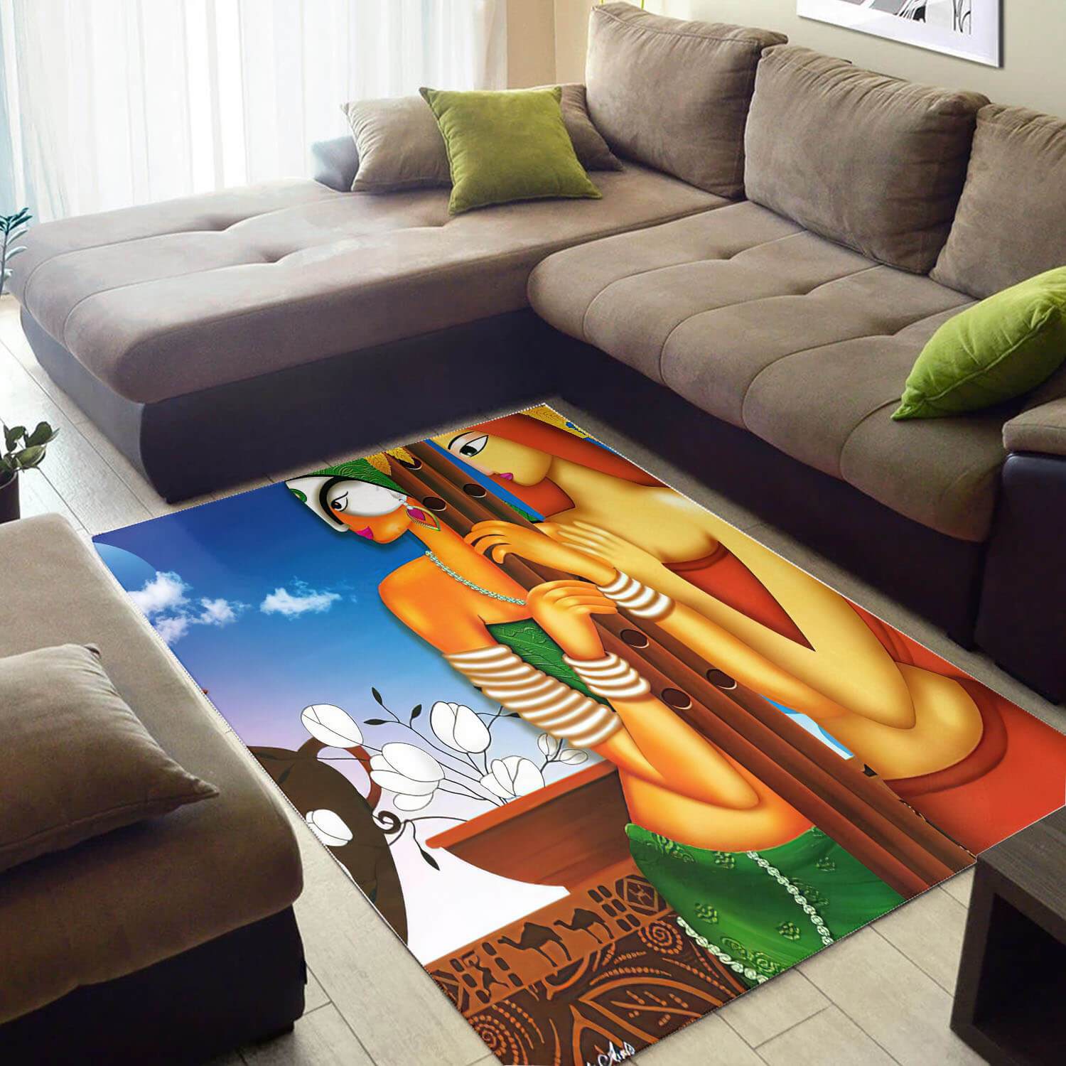Beautiful African Style Afro Lady Design Floor Carpet Inspired Living Room Rectangle Rug