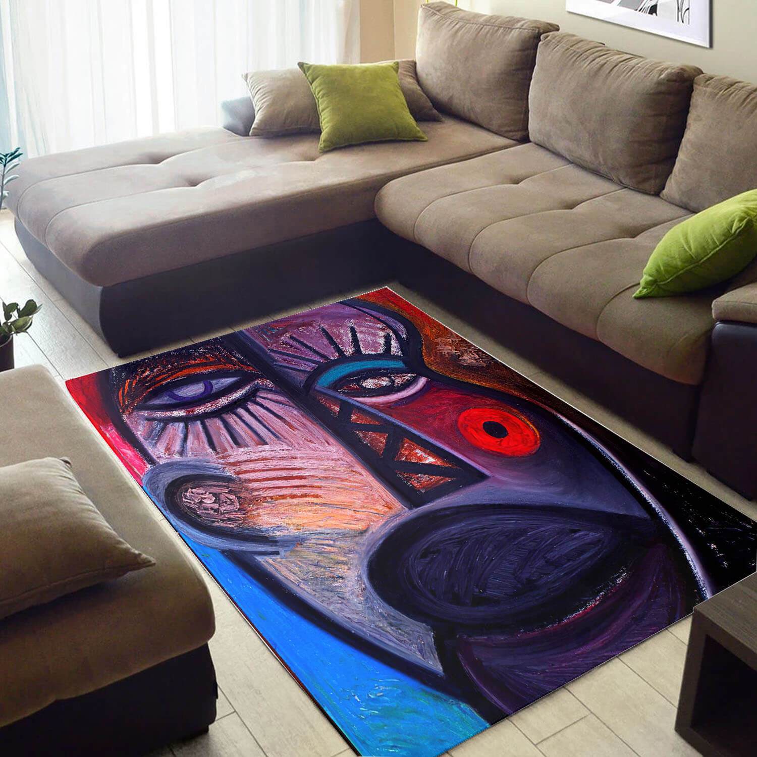 Beautiful African Style Cute Print Girl Large Inspired Home Rectangle Rug