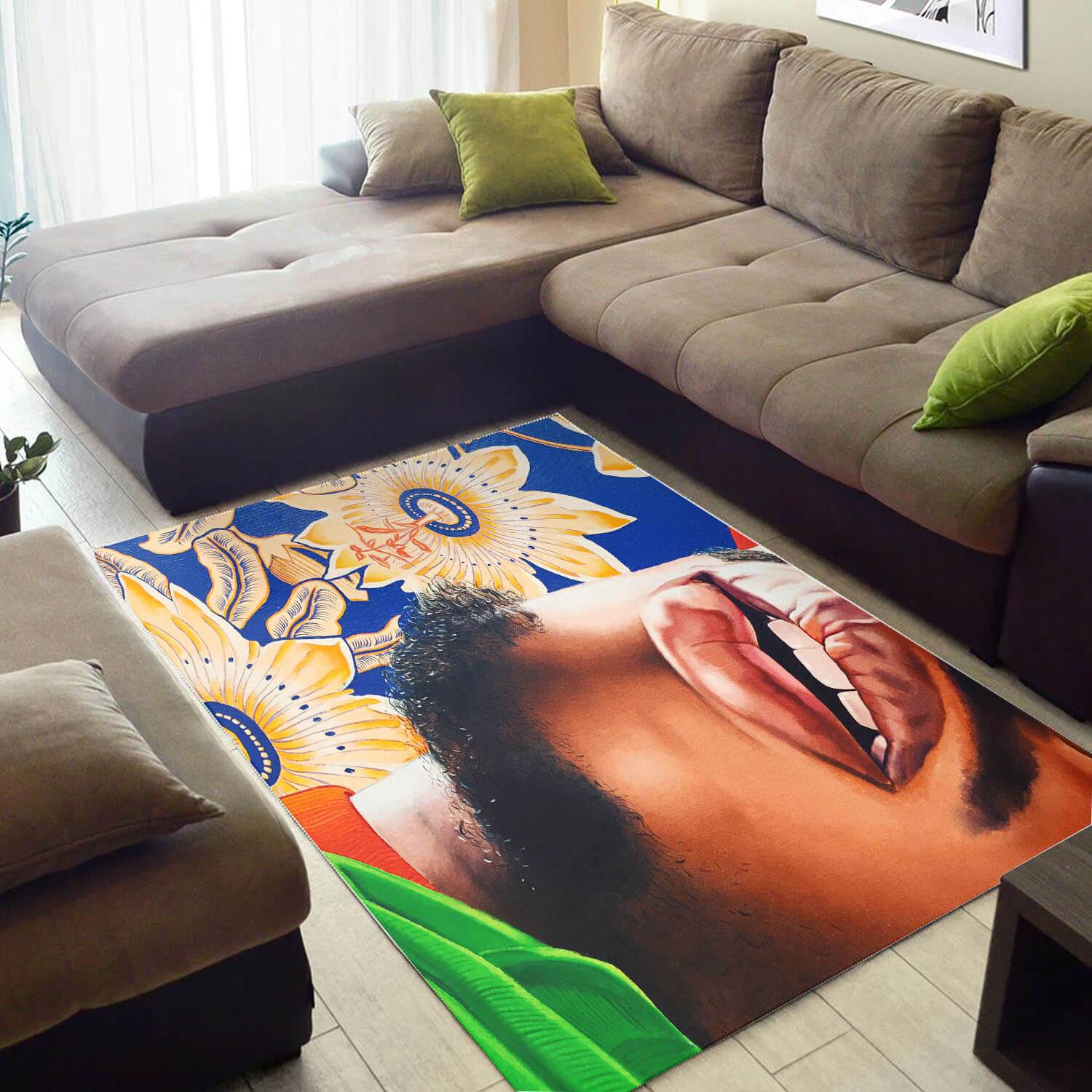 Beautiful African Style Fancy Afro American Melanin Girl Area Rectangle Rug