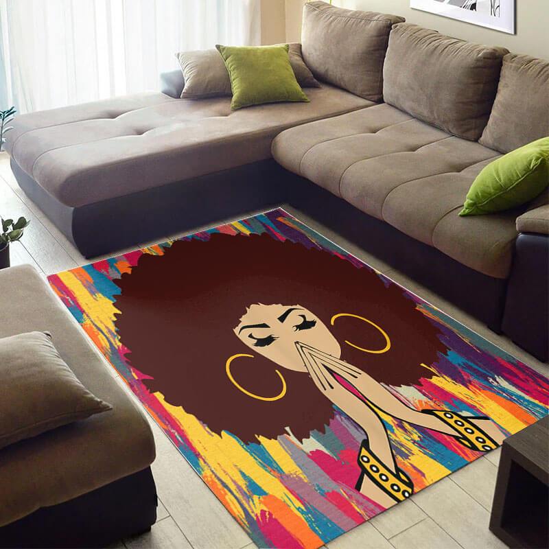 Beautiful African Style Pretty Inspired Afro Lady Design Floor Room Rectangle Rug