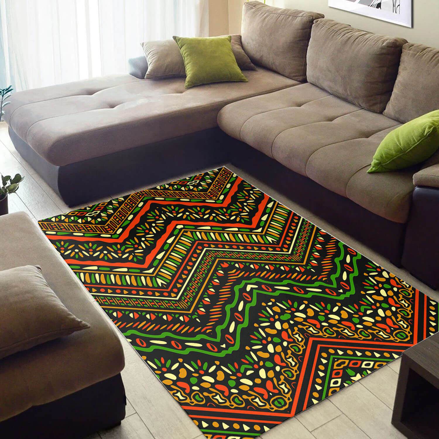 Beautiful African Style Unique Themed Afrocentric Pattern Art Room Rectangle Rug