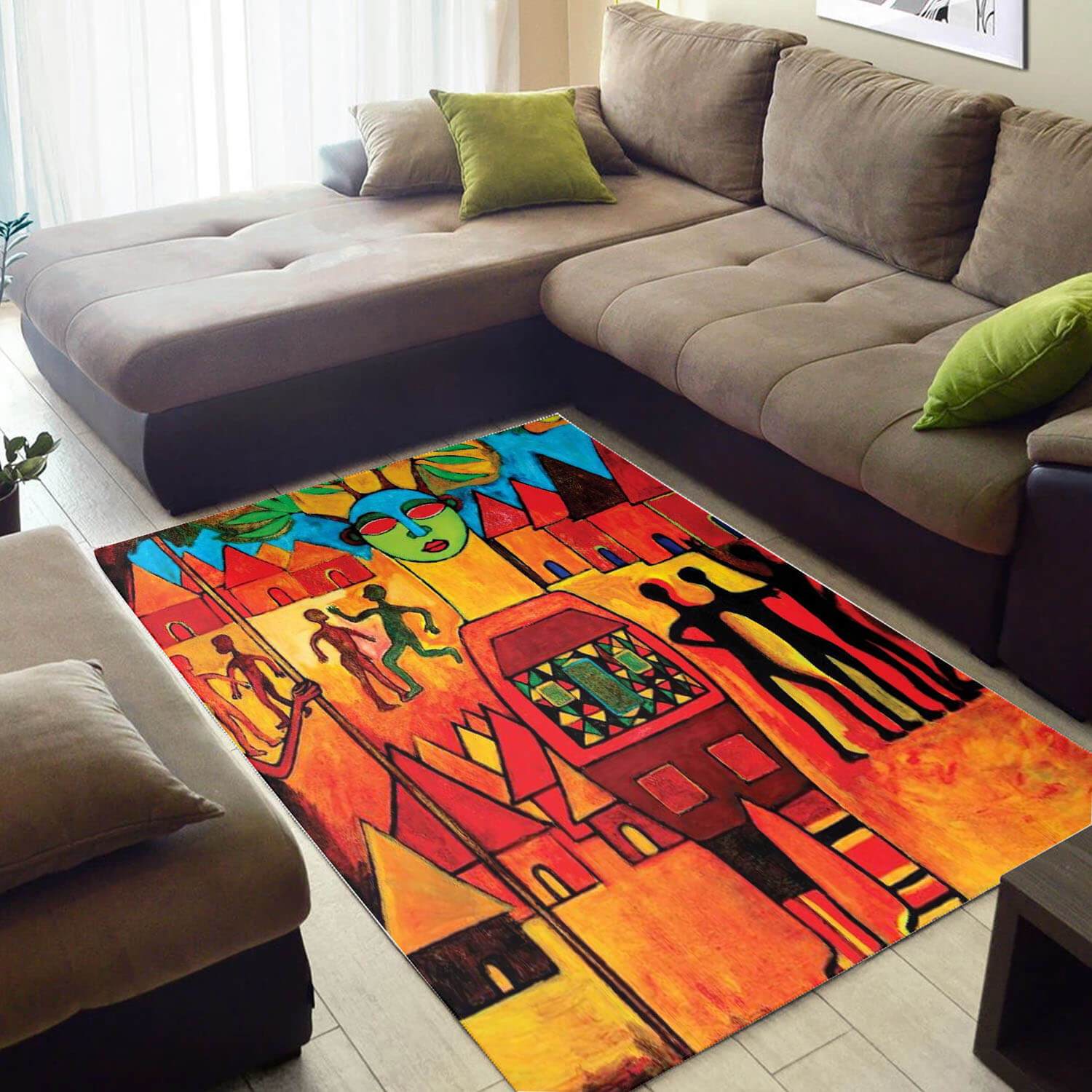 Beautiful African Vintage Afro American Seamless Pattern Large Carpet Style Rectangle Rug