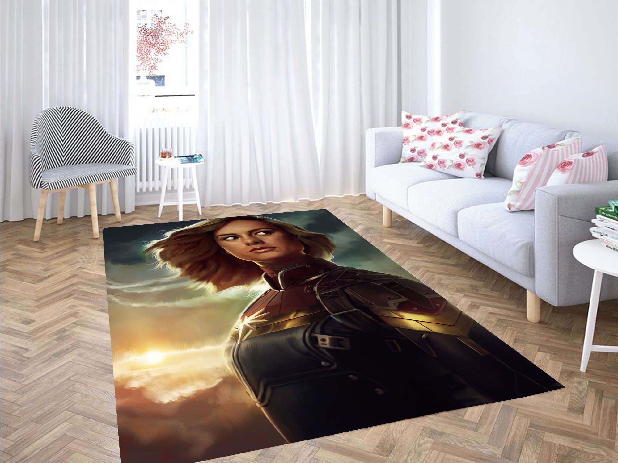 Beautiful Of Captain Marvel Carpet Rectangle Rug