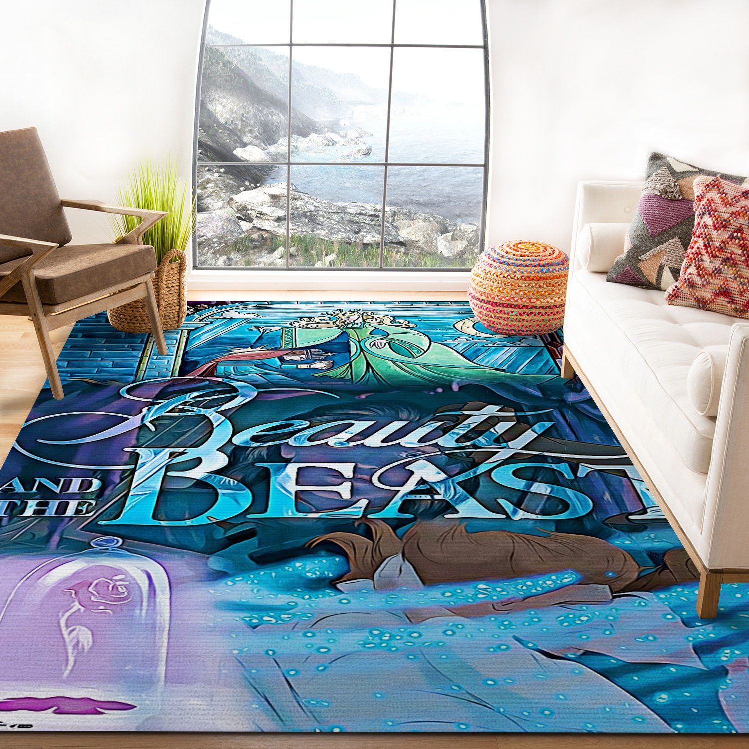 Beauty And The Beast Enchanted Christmas Rectangle Rug – Custom Size And Printing