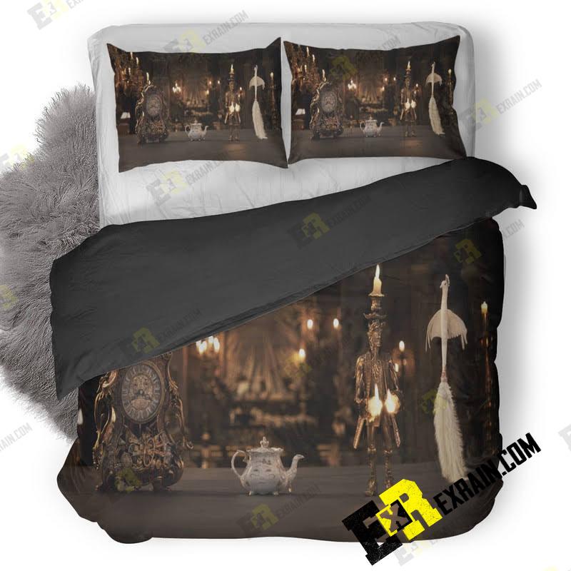 Beauty And The Beast Movie Cogsworth Mrs Potts Lumiere 3D Customized Duvet Cover Bedding Set