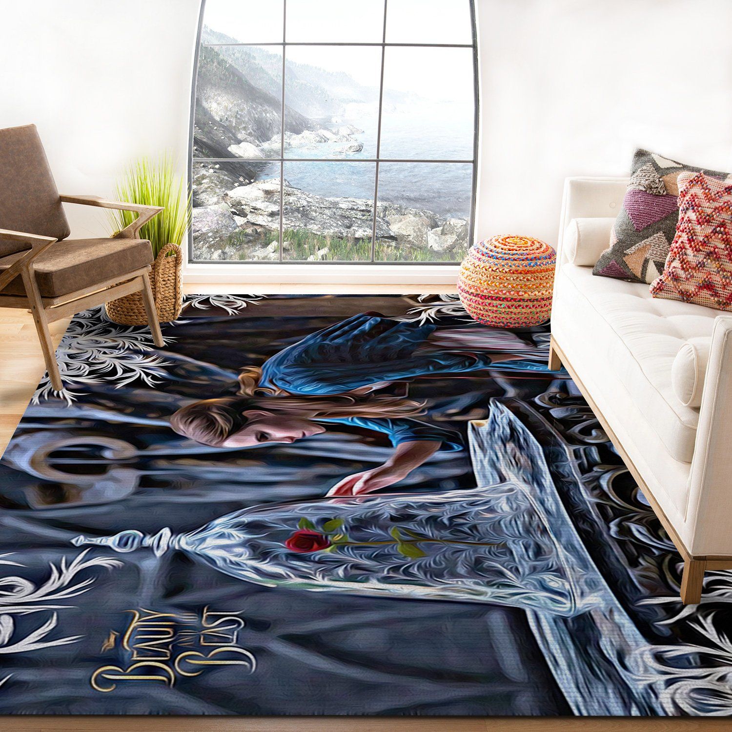 Beauty And The Beast Rose Rectangle Rug – Custom Size And Printing