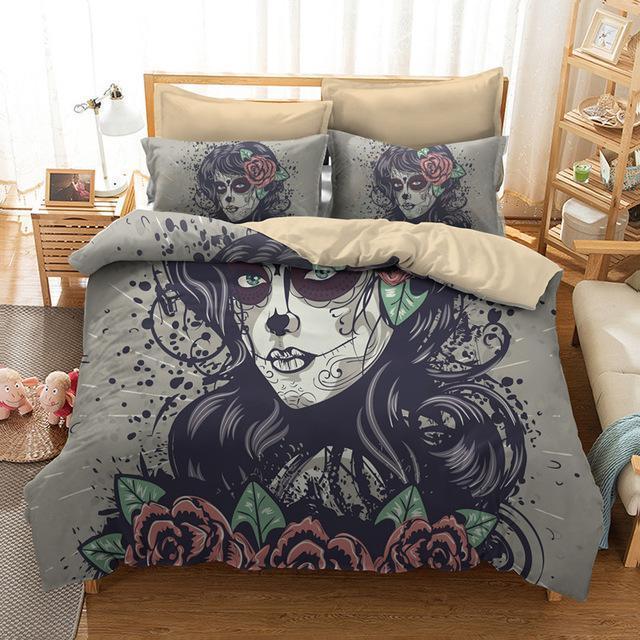 Beauty Skull 3D Customized Duvet Cover Bedding Set