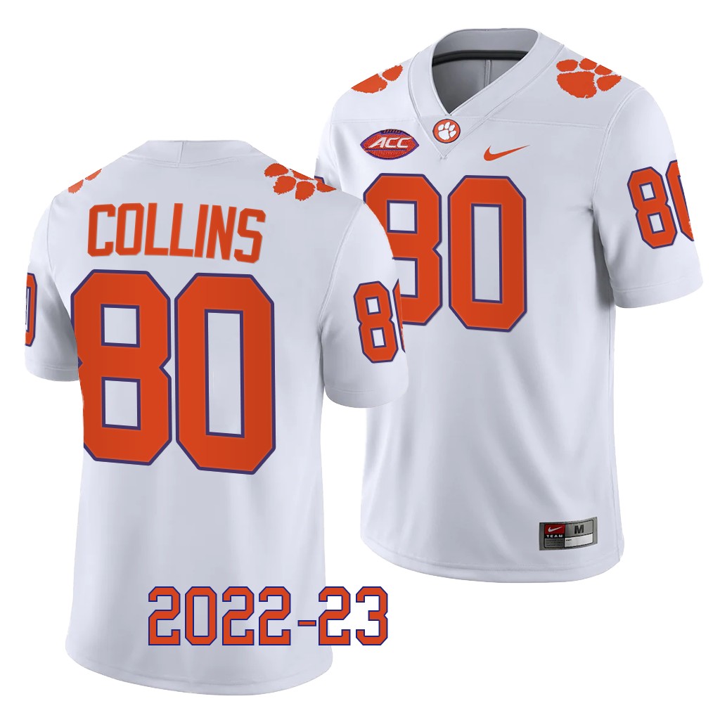 Beaux Collins Clemson Tigers #80 White Jersey 2022-23 College Men's Game Uniform