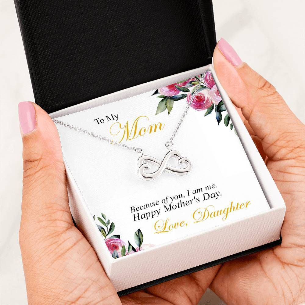 Because Of You Infinity Heart Necklace Gift For Mom