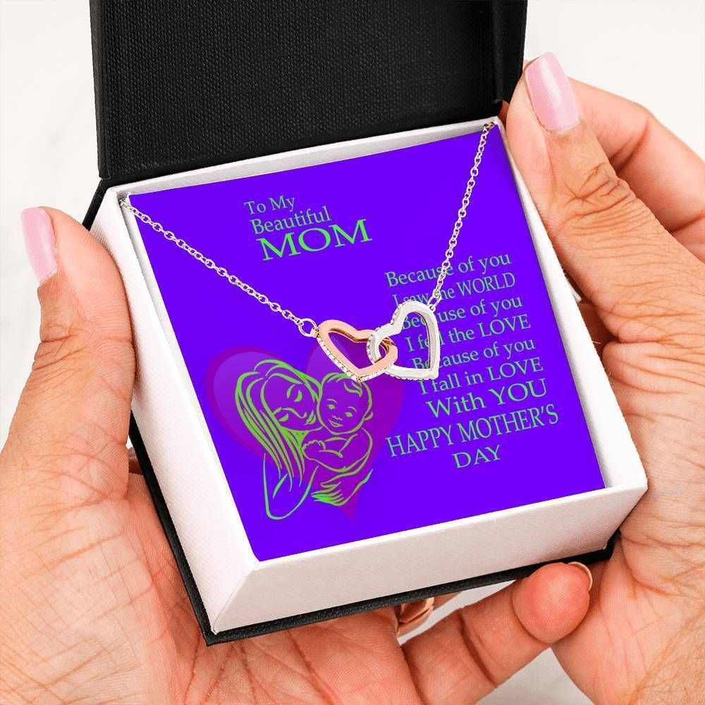 Because Of You Interlocking Hearts Necklace For Mom