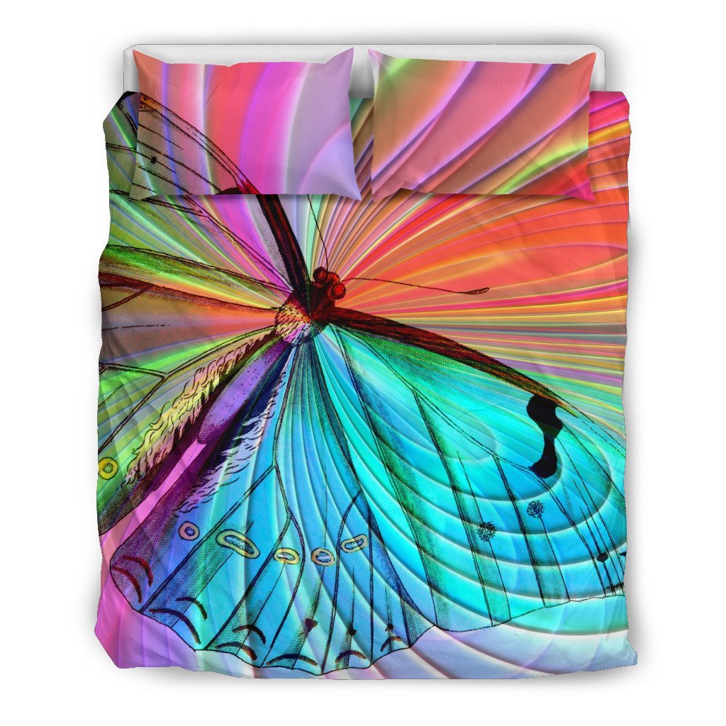 Beige Butterfly 3D Customized Duvet Cover Bedding Set