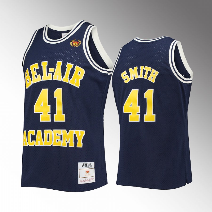 Bel-Air Academy Smith Away #14 Navy Throwback Jersey