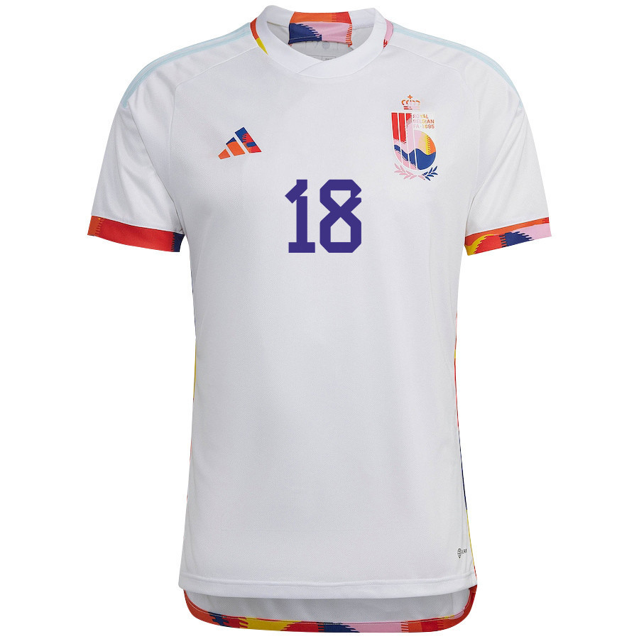 Belgium National Team 2022-23 Amadou Onana 18 Away Men Soccer Jersey – White