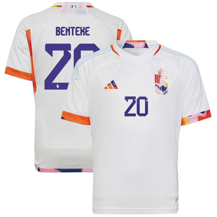 Belgium National Team 2022-23 Qatar World Cup Christian Benteke 20 Away Soccer Jersey –
