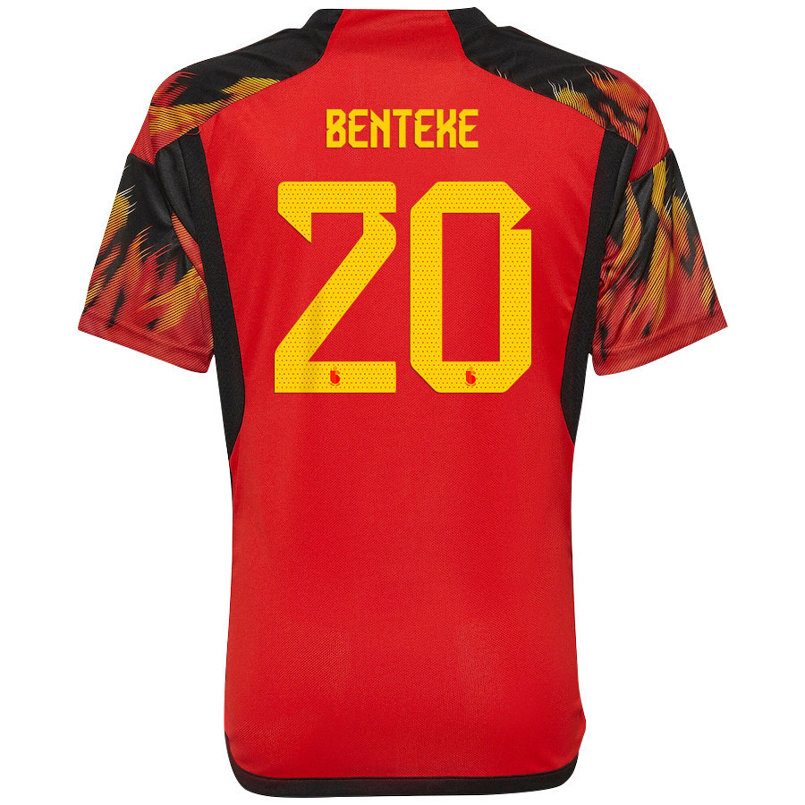 Belgium National Team 2022-23 Qatar World Cup Christian Benteke 20 Home Soccer Jersey –
