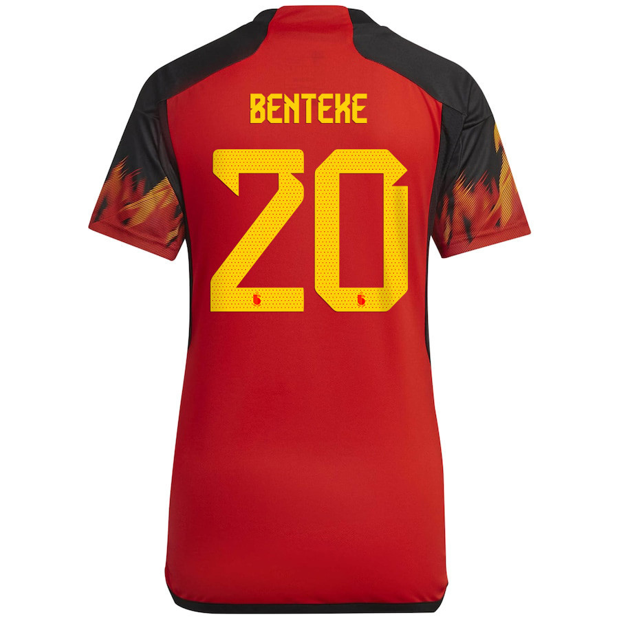 Belgium National Team 2022-23 Qatar World Cup Christian Benteke 20 Home Women Soccer Jersey – Red