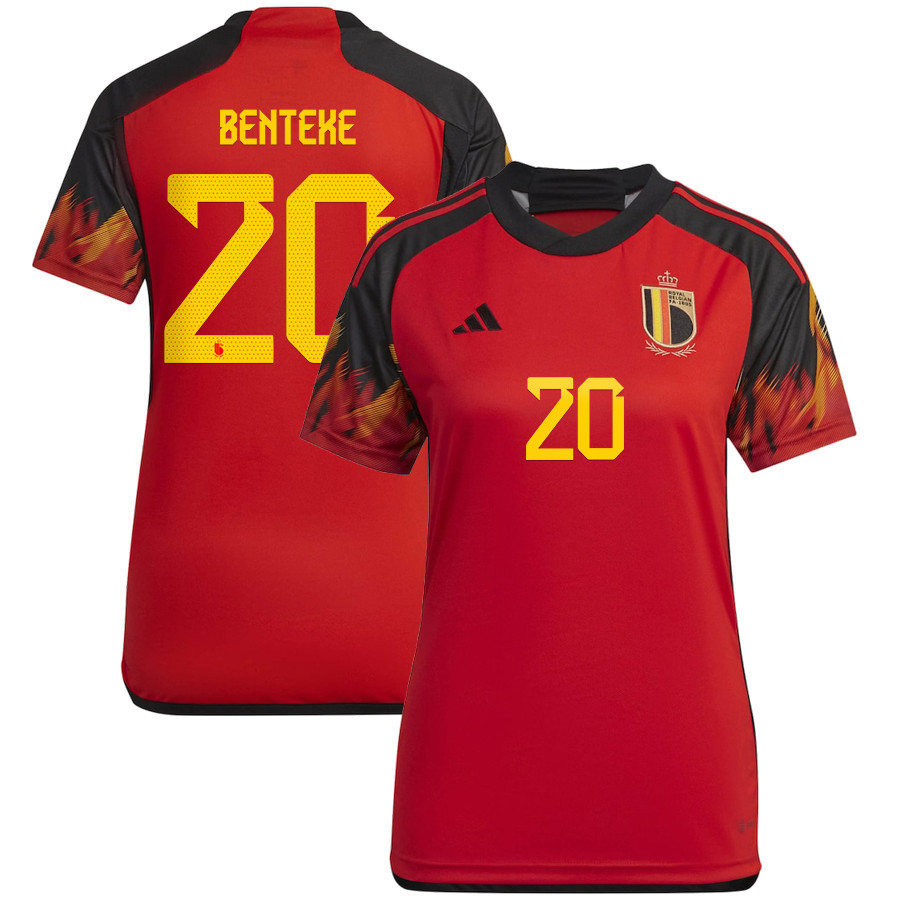 Belgium National Team 2022-23 Qatar World Cup Christian Benteke 20 Home Women Soccer Jersey – Red