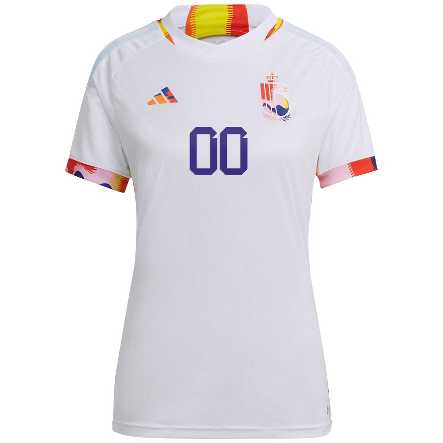 Belgium National Team 2022-23 Qatar World Cup Custom 00 Away Women Soccer Jersey – White