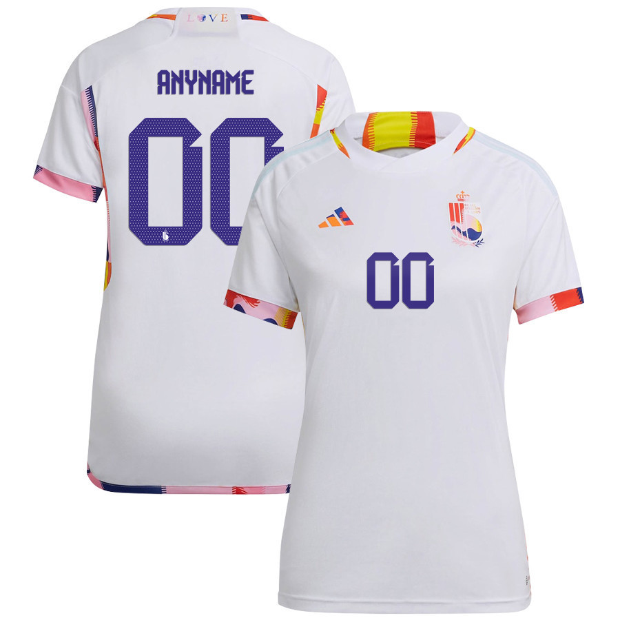 Belgium National Team 2022-23 Qatar World Cup Custom 00 Away Women Soccer Jersey – White
