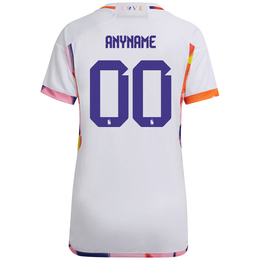 Belgium National Team 2022-23 Qatar World Cup Custom 00 Away Women Soccer Jersey – White