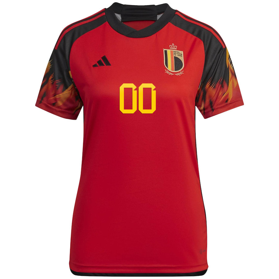 Belgium National Team 2022-23 Qatar World Cup Custom 00 Home Women Soccer Jersey – Red
