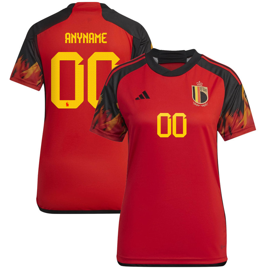 Belgium National Team 2022-23 Qatar World Cup Custom 00 Home Women Soccer Jersey – Red