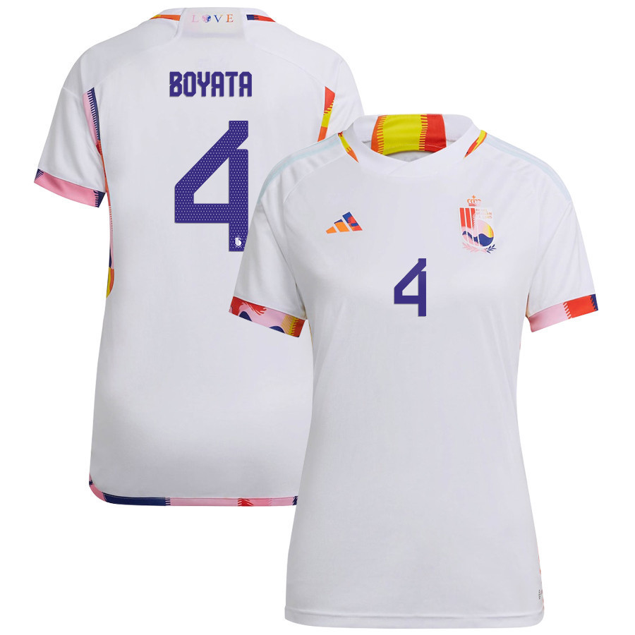 Belgium National Team 2022-23 Qatar World Cup Dedryck Boyata 4 Away Women Soccer Jersey – White