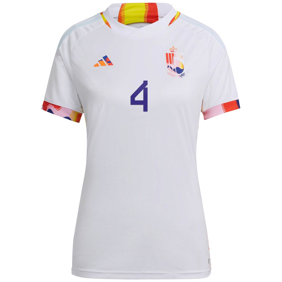 Belgium National Team 2022-23 Qatar World Cup Dedryck Boyata 4 Away Women Soccer Jersey – White