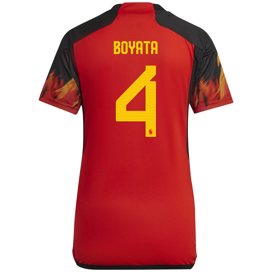 Belgium National Team 2022-23 Qatar World Cup Dedryck Boyata 4 Home Women Soccer Jersey – Red