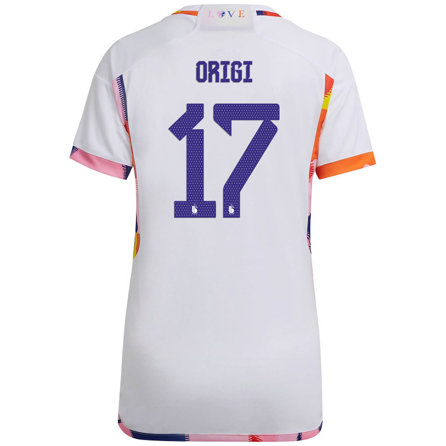 Belgium National Team 2022-23 Qatar World Cup Divock Origi 17 Away Women Soccer Jersey – White