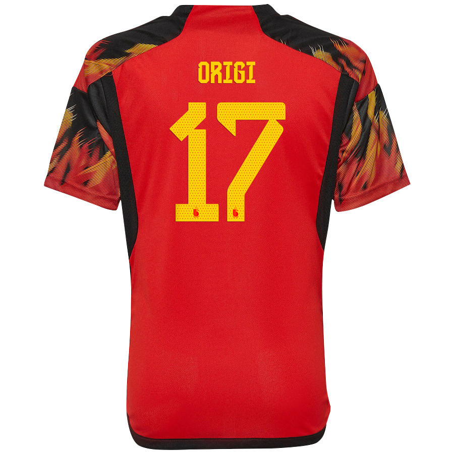 Belgium National Team 2022-23 Qatar World Cup Divock Origi 17 Home Soccer Jersey –
