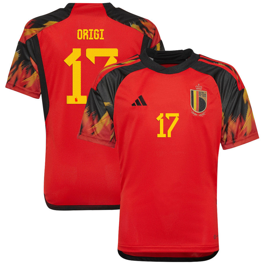 Belgium National Team 2022-23 Qatar World Cup Divock Origi 17 Home Soccer Jersey –