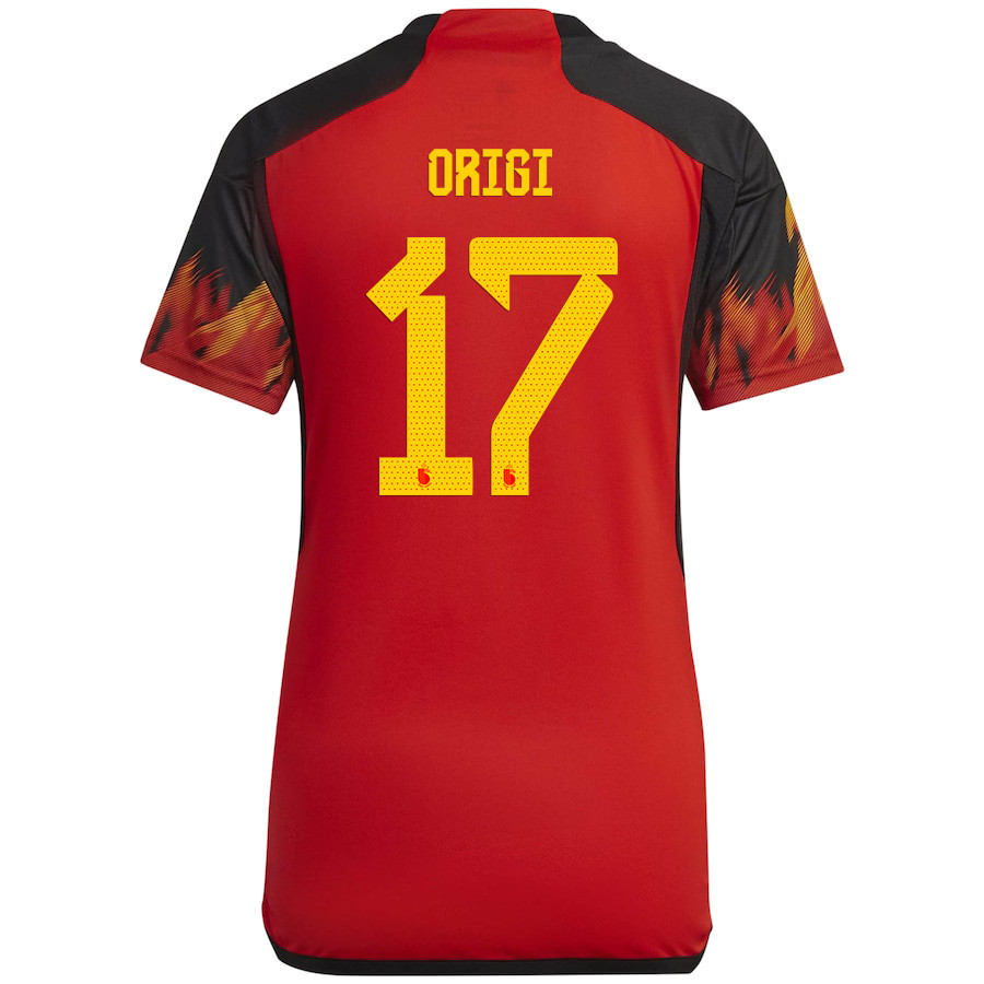 Belgium National Team 2022-23 Qatar World Cup Divock Origi 17 Home Women Soccer Jersey – Red