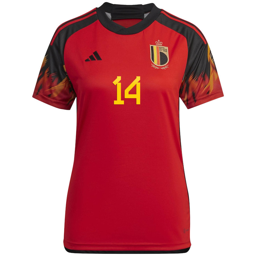 Belgium National Team 2022-23 Qatar World Cup Dries Mertens 14 Home Women Soccer Jersey – Red