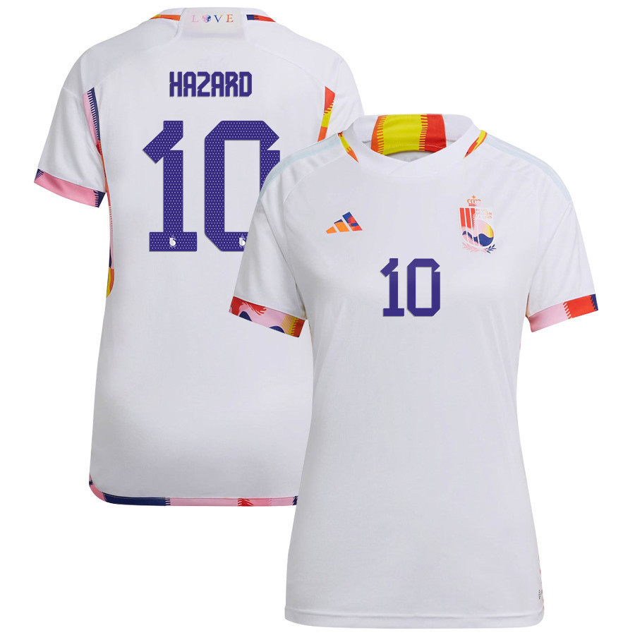 Belgium National Team 2022-23 Qatar World Cup Eden Hazard 10 Away Women Soccer Jersey – White