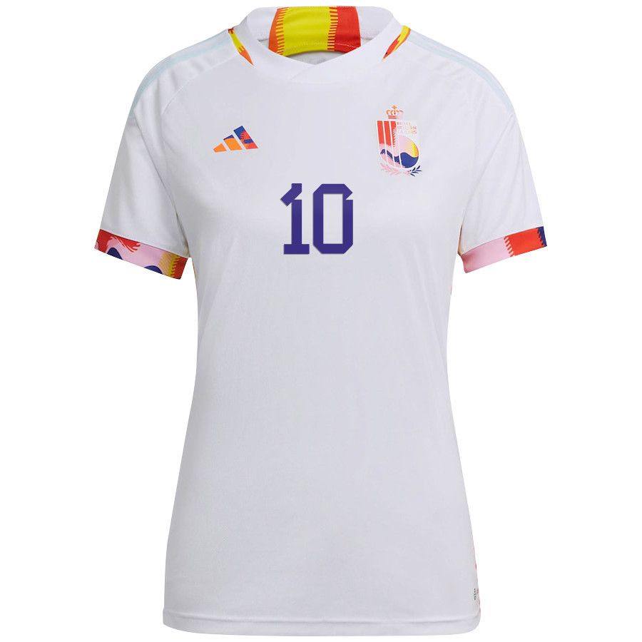 Belgium National Team 2022-23 Qatar World Cup Eden Hazard 10 Away Women Soccer Jersey – White