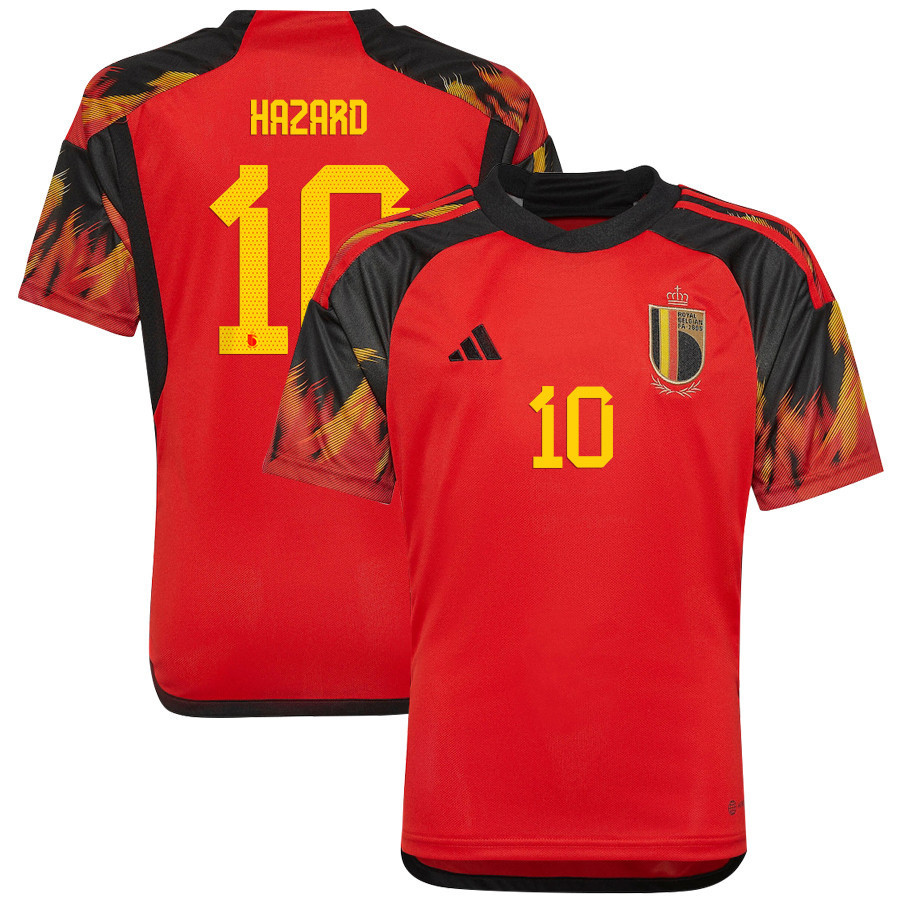 Belgium National Team 2022-23 Qatar World Cup Eden Hazard 10 Home Soccer Jersey –