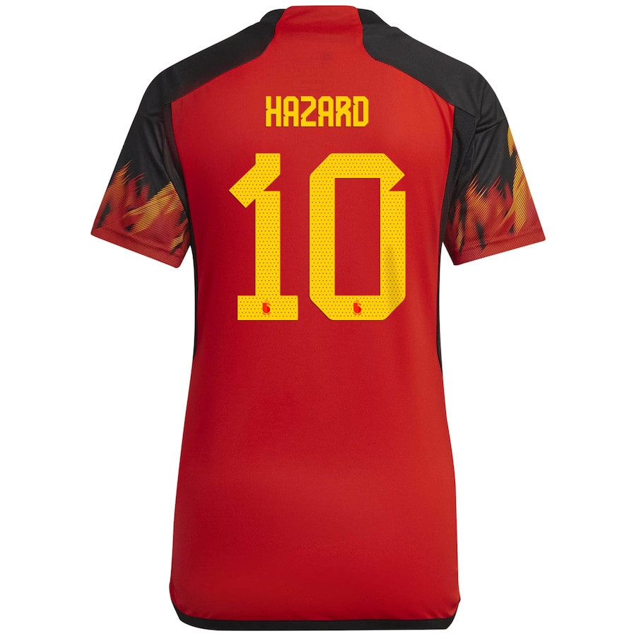 Belgium National Team 2022-23 Qatar World Cup Eden Hazard 10 Home Women Soccer Jersey – Red