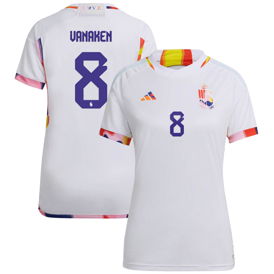Belgium National Team 2022-23 Qatar World Cup Hans Vanaken 8 Away Women Soccer Jersey – White