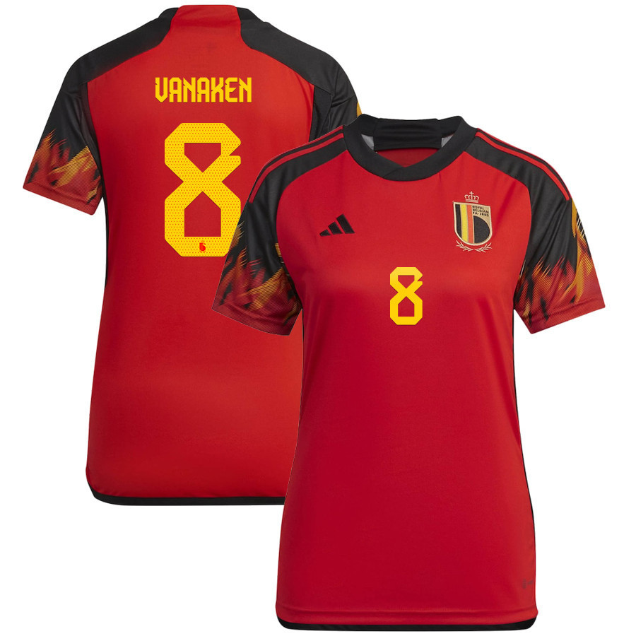 Belgium National Team 2022-23 Qatar World Cup Hans Vanaken 8 Home Women Soccer Jersey – Red