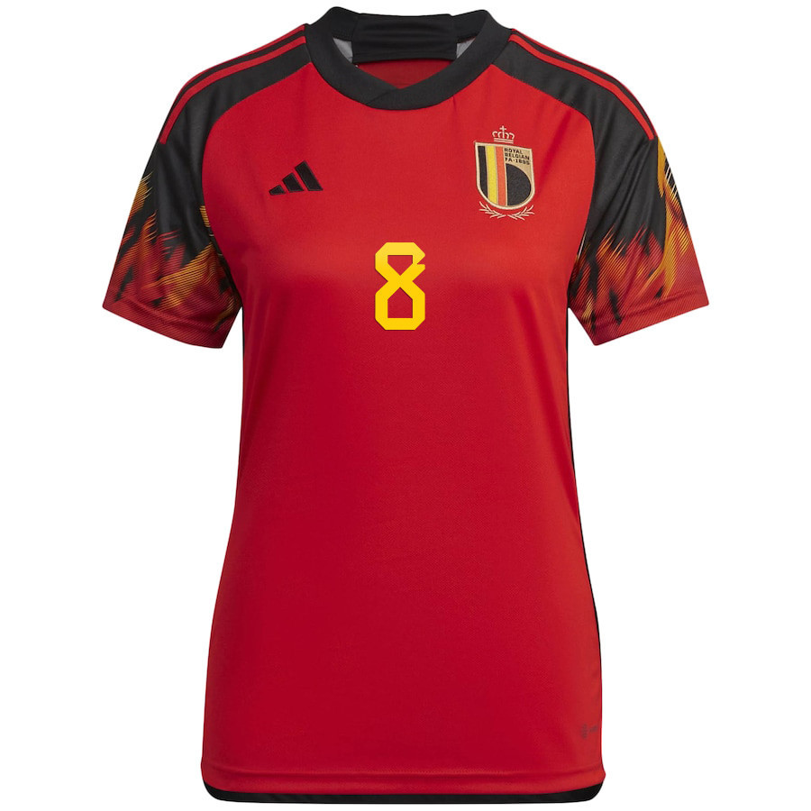 Belgium National Team 2022-23 Qatar World Cup Hans Vanaken 8 Home Women Soccer Jersey – Red
