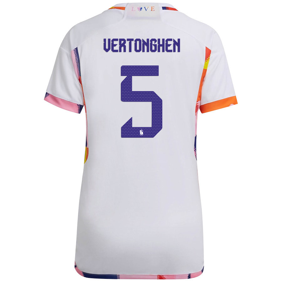 Belgium National Team 2022-23 Qatar World Cup Jan Vertonghen 5 Away Women Soccer Jersey – White