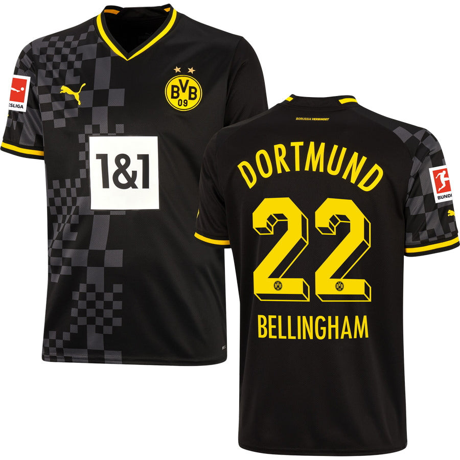 Bellingham 22 Borussia Dortmund Bundesliga Patch Men 2022/23 Away Soccer Jersey – Black