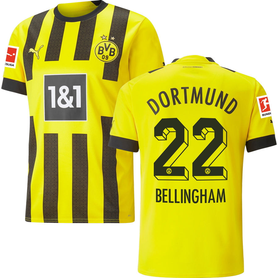 Bellingham 22 Borussia Dortmund Bundesliga Patch Men 2022/23 Home Player Soccer Jersey – Yellow
