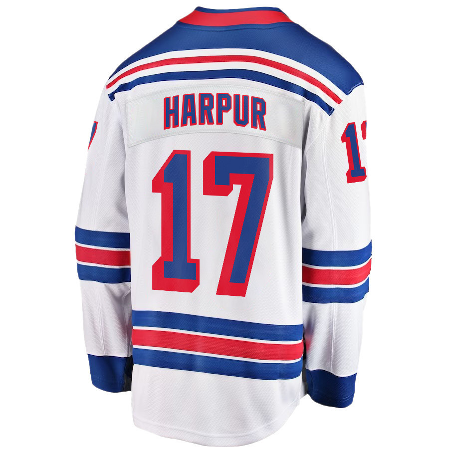 Ben Harpur 17 New York Rangers Stanley Cup 2023 Playoffs Patch Away Breakaway Men Stitched Jersey – White