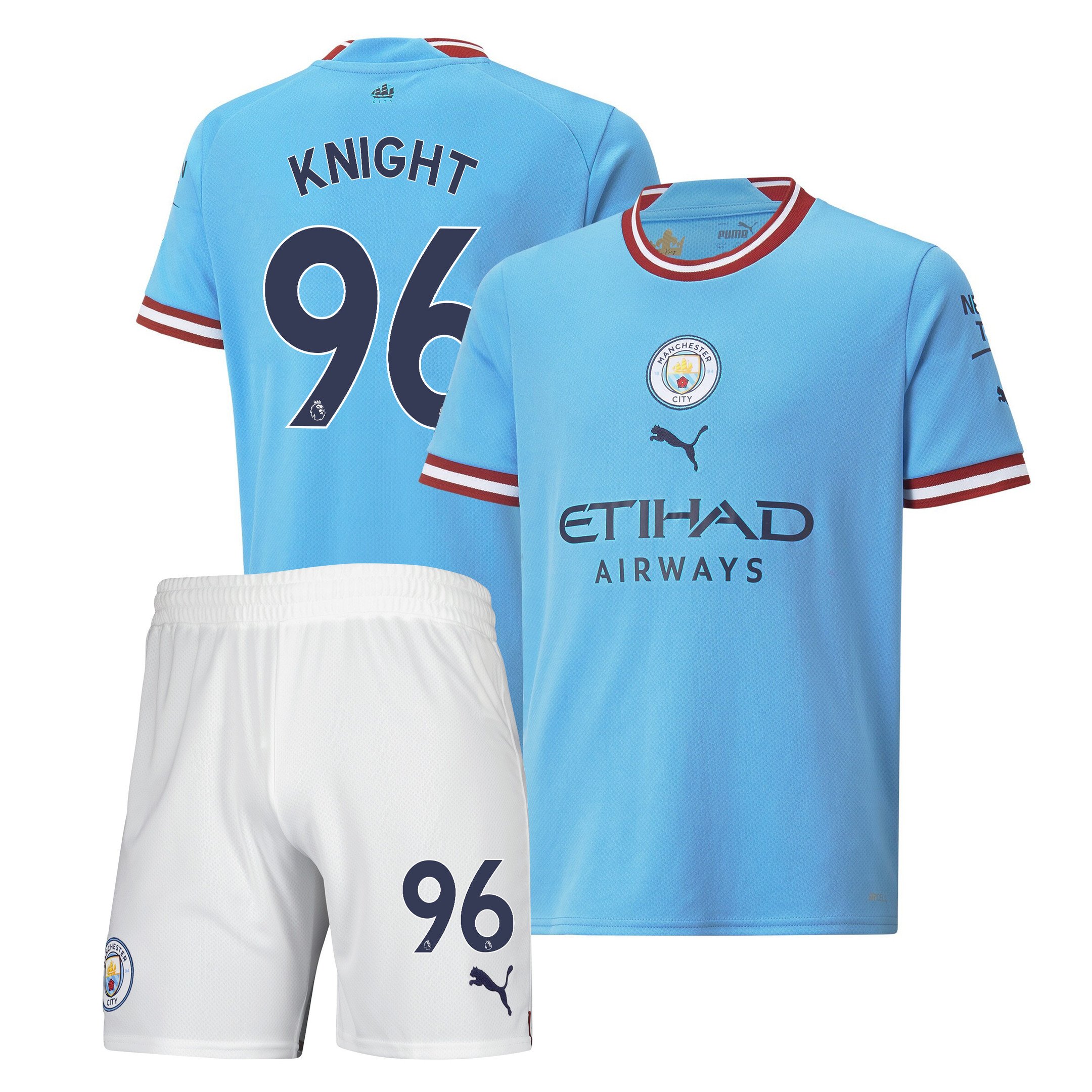 Ben Knight 96 Manchester City Home Kit 2022-23 Youth Jersey – Sky Blue