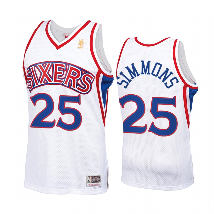 Ben Simmons #25 Philadelphia 76ers Throwback 90s Jersey White