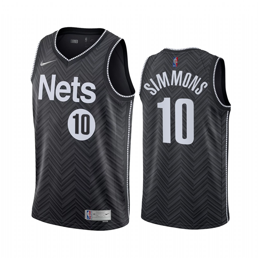 Ben Simmons 2022 Brooklyn Nets Black #10 Earned Edition Jersey Diamond Badge